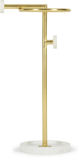 An Image of Sakari Marble Umbrella Stand, Brushed Brass