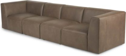 An Image of Juno 4 Seater Modular Sofa, Columbus Brown Leather