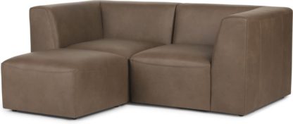 An Image of Juno 2 Seater Sofa with Footstool, Columbus Brown Leather