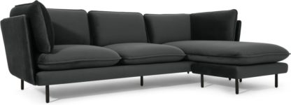 An Image of Wes 3 Seater Chaise End Corner Sofa, Midnight Grey Velvet