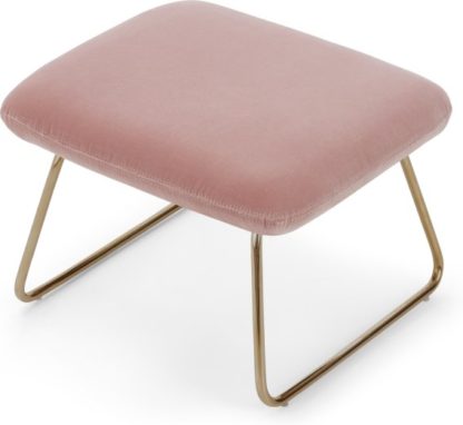 An Image of Frame Footstool, Blush Pink Cotton Velvet