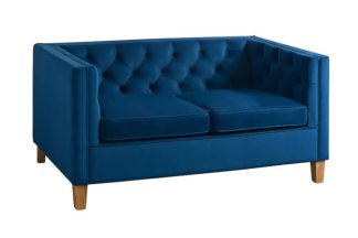 An Image of Miasto 2 Seater Sofa Ink Blue Velvet