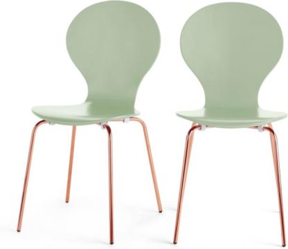 An Image of Set of 2 Kitsch Dining Chairs, Mint Green and Copper