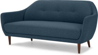 An Image of Hanley 3 Seater Sofa, Orleans Blue with Dark Stain Leg