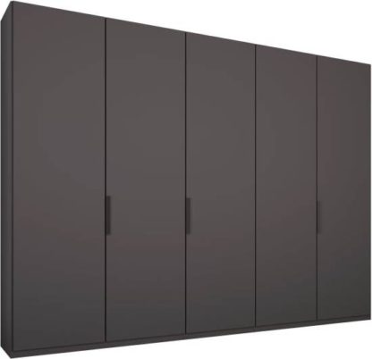 An Image of Caren 5 door 250cm Hinged Wardrobe, Graphite Grey Frame, Matt Graphite Grey Doors, Classic Interior