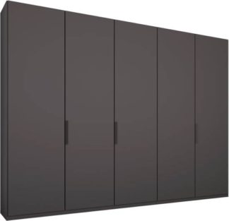An Image of Caren 5 door 250cm Hinged Wardrobe, Graphite Grey Frame, Matt Graphite Grey Doors, Premium Interior