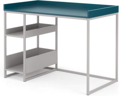 An Image of MADE Essentials Yumi Desk, Grey and Blue