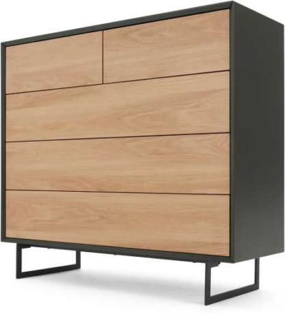 An Image of Lincoln Chest Of Drawers, Oak & Grey
