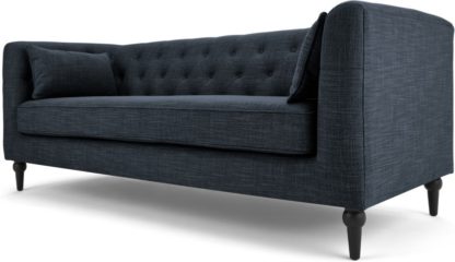 An Image of Flynn 3 Seat Sofa, Atlantic Blue Linen Mix