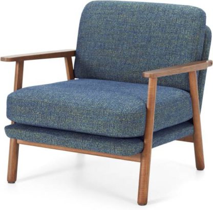 An Image of Lars Accent Chair, Revival Blue and Walnut Stain