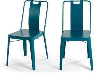 An Image of Set of 2 Edny Metal Chairs, Teal