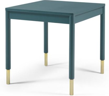An Image of Alina 4 Seat Square Compact Dining Table, Teal and Brass