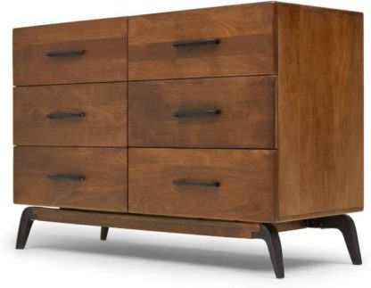 An Image of Lucien Wide Chest of Drawers, Dark Mango Wood