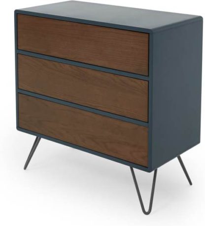 ef824d21b50b5c7e99e5d4aa0bb9e1a8892c53a317279046bce513b1d360097b.jpg An Image of Ukan Chest of Drawers, Blue and Dark Stain Oak