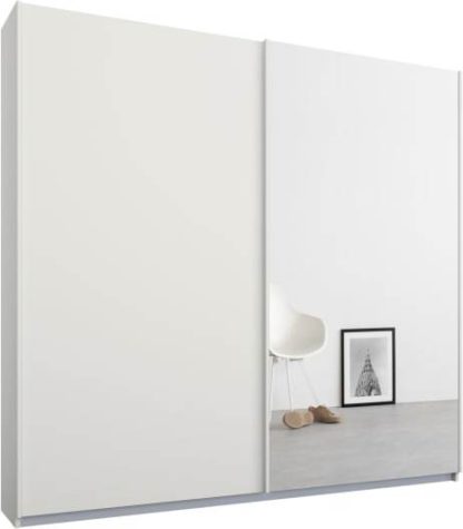An Image of Malix 2 door 181cm Sliding Wardrobe, White frame,Matt White & Mirror doors , Classic Interior