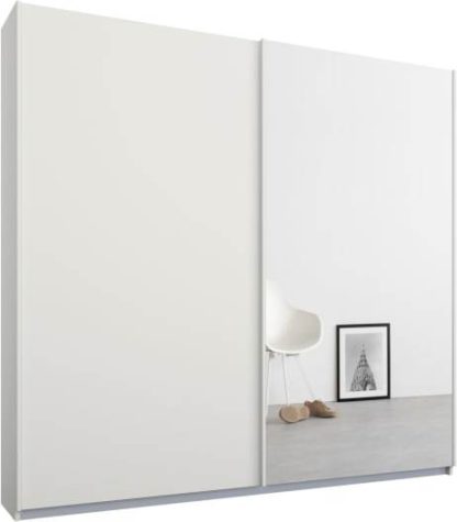 efaff9f8764054e1ce1a018e1aecc6fc662ffc498481f848ef52f00683648c9a-1.jpg An Image of Malix 2 door 181cm Sliding Wardrobe, White frame,Matt White & Mirror doors , Classic Interior