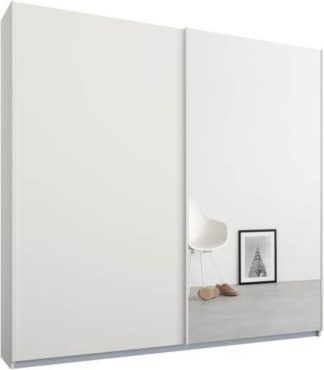 An Image of Malix 2 door 181cm Sliding Wardrobe, White frame,Matt White & Mirror doors , Premium Interior