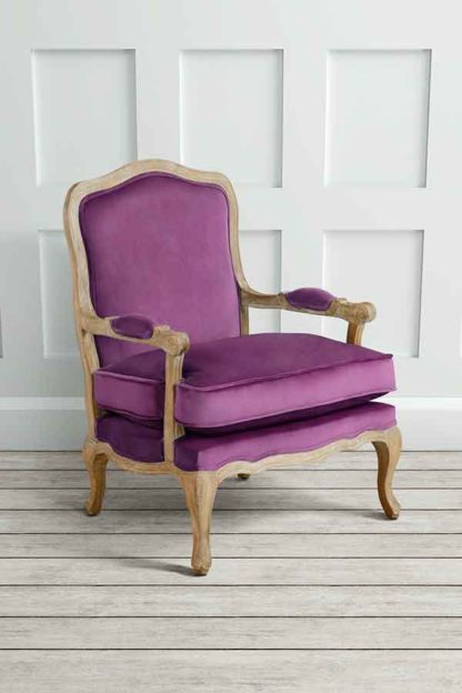 An Image of Le Brun - French Oak Purple Occasional Armchair