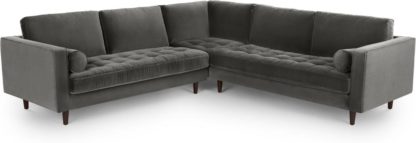 An Image of Scott Corner Sofa, Concrete Cotton Velvet