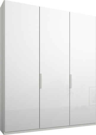 An Image of Caren 3 door 150cm Hinged Wardrobe, White Frame, White Glass Doors, Premium Interior