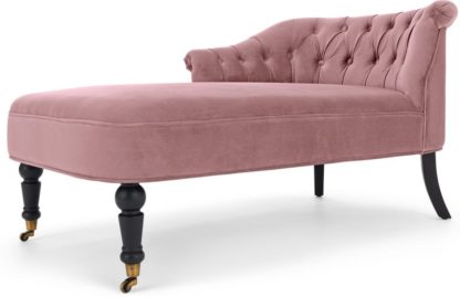 An Image of Bouji Left Hand Facing Chaise Longue, Powder Pink Velvet
