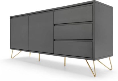 An Image of Elona Sideboard, Charcoal and Brass