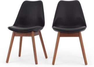An Image of Set of 2 Thelma Dining Chairs, Dark Stain Oak and Black