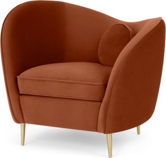 An Image of Kooper Accent Armchair, Nutmeg Orange Velvet