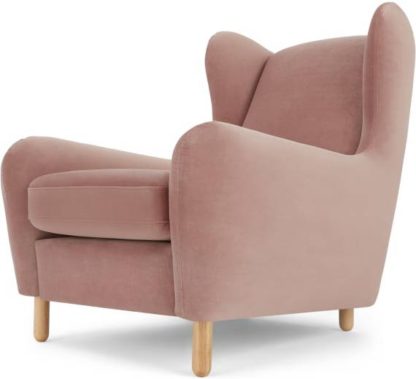 An Image of Rubens Wingback Armchair, Vintage Pink Velvet