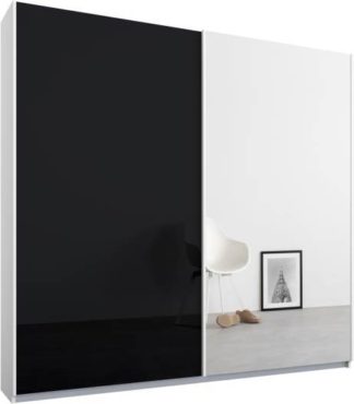 An Image of Malix 2 door 181cm Sliding Wardrobe, White frame,Basalt Grey Glass & Mirror doors , Classic Interior