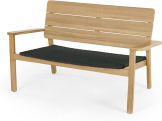 An Image of Jala Garden Lounge Bench, Acacia Wood and Spun Polyester