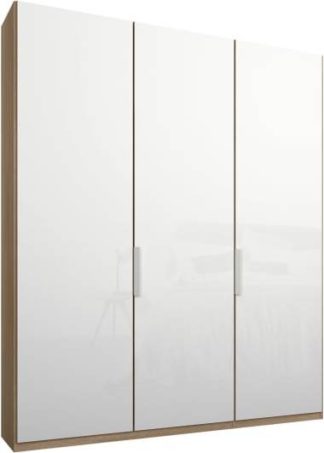 An Image of Caren 3 door 150cm Hinged Wardrobe, Oak Frame, White Glass Doors, Classic Interior