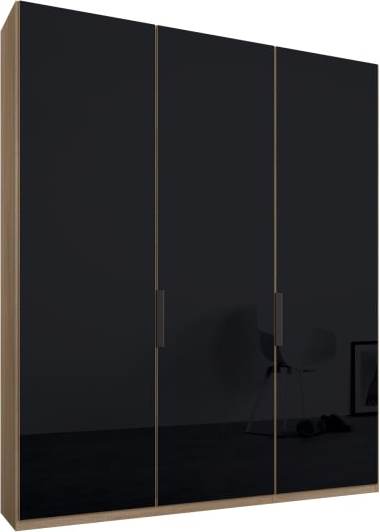 An Image of Caren 3 door 150cm Hinged Wardrobe, Oak Frame, Basalt Grey Glass Doors, Premium Interior