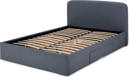 An Image of MADE Essentials Besley Double Bed with Storage Drawers, Aegean Blue