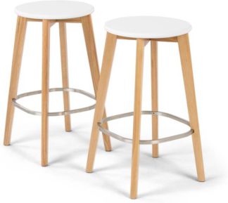 An Image of Set of 2 Fjord Bar Stool, Oak and White