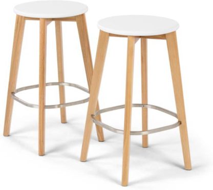 An Image of Set of 2 Fjord Bar Stool, Oak and White