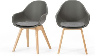 An Image of Set of 2 Boone Dining Chairs, Grey and Oak Finish