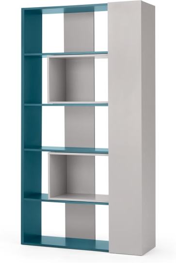 f5d995edce916454d2bc281586d1c7196e6a3663c8fc973986aefc4ef395a89b.jpg An Image of Made Essentials Yumi Extending Shelving, Grey and Teal