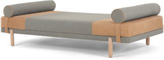 An Image of Assim Daybed, Tan Leather and Manhattan Grey