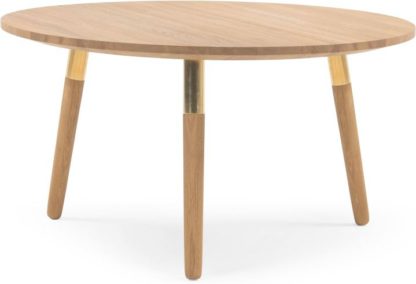 An Image of Range Round Coffee Table, Solid Oak and Brass