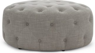 An Image of Hampton Large Round Pouffe, Linen Mix Grey