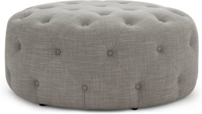 An Image of Hampton Large Round Pouffe, Linen Mix Grey