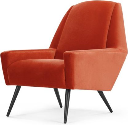 An Image of Roco Accent Chair, Retro Orange Velvet