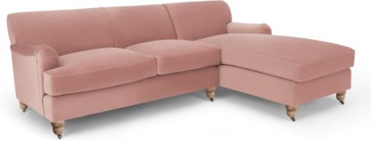 An Image of Orson Right Hand Facing Chaise End Corner Sofa, Vintage Pink Velvet