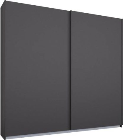 f8ec7f06509786993b053b3d539ec2aaf67b1d4ab8864e33d2539e903fd0cbc2.jpg An Image of Malix 2 door 181cm Sliding Wardrobe, Graphite Grey frame,Matt Graphite Grey doors, Standard Interior