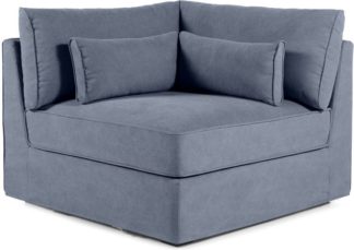 An Image of Trent Loose Cover Modular Corner Seat, Washed Blue Cotton