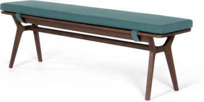 An Image of Jenson Bench, Dark stain Oak and Mineral Blue