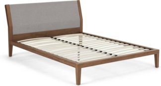 An Image of Lansdowne Double Bed, Walnut and Cool Grey