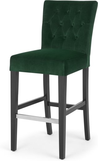 An Image of Flynn Bar Stool, Pine Green Velvet and Black