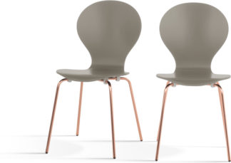 An Image of Set of 2 Kitsch Dining Chairs, Willow Grey and Copper Legs